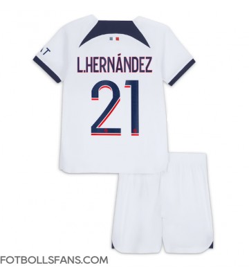 Paris Saint-Germain Lucas Hernandez #21 Replika Bortatröja Barn 2023-24 Kortärmad (+ Korta byxor)